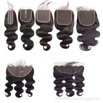 4X4 5X5 6X6 7X7 Swiss Lace Closure Align Virgin Brazilian Human Hair From Indian 13X4 13X6 Ear To Ear HD Lace Frontal Closure